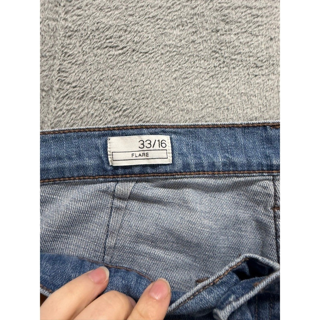 Gap 1969 Flare Jeans Womens 33/16 Light Wash Blue Patch Pocket Bell Bottoms