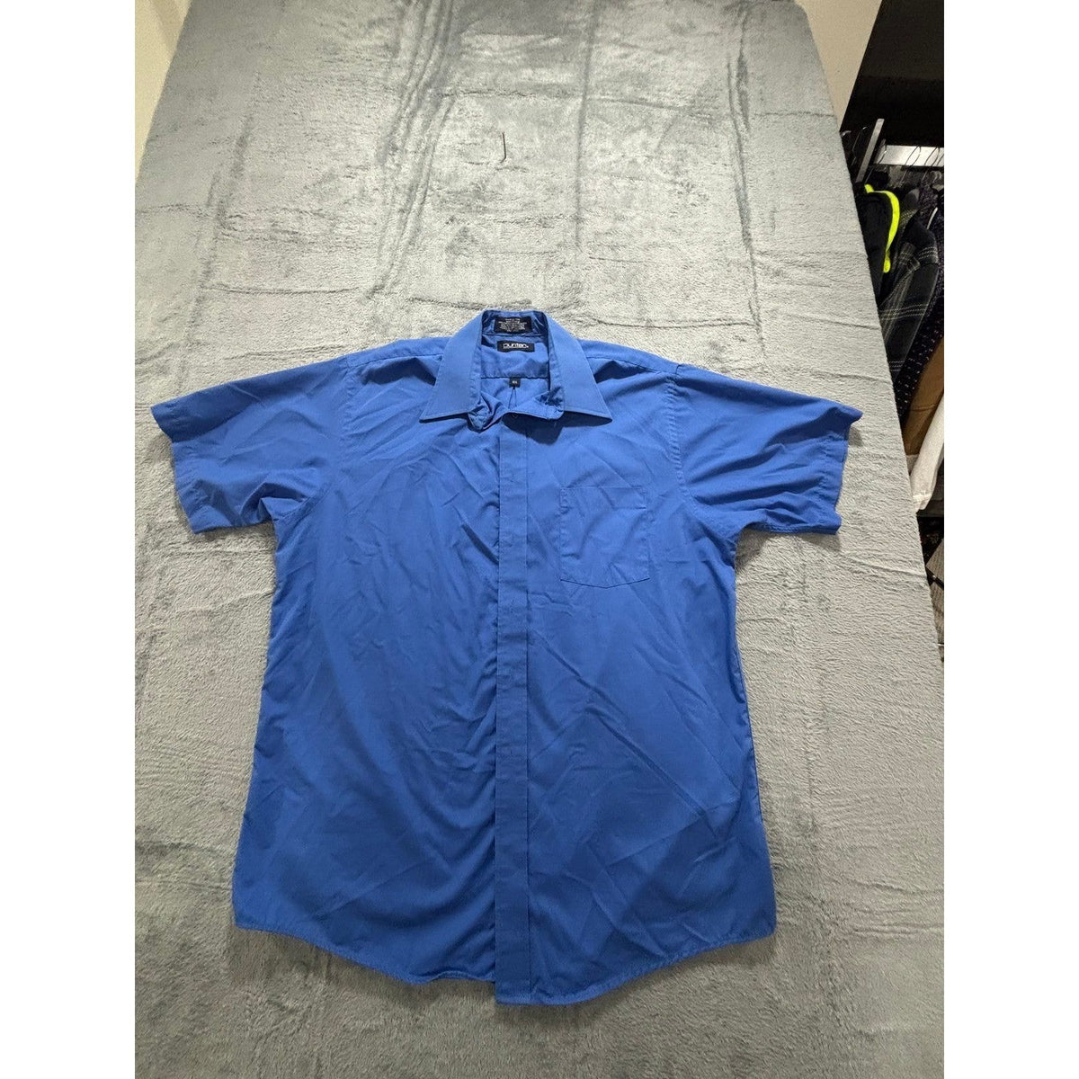 Puritan 16.5 Blue Short Sleeve Button Front Shirt Mens Casual Classic Preppy