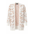 Ontwelfth Cardigan Womens Small Open Front Animal Print Cream Beige Knit