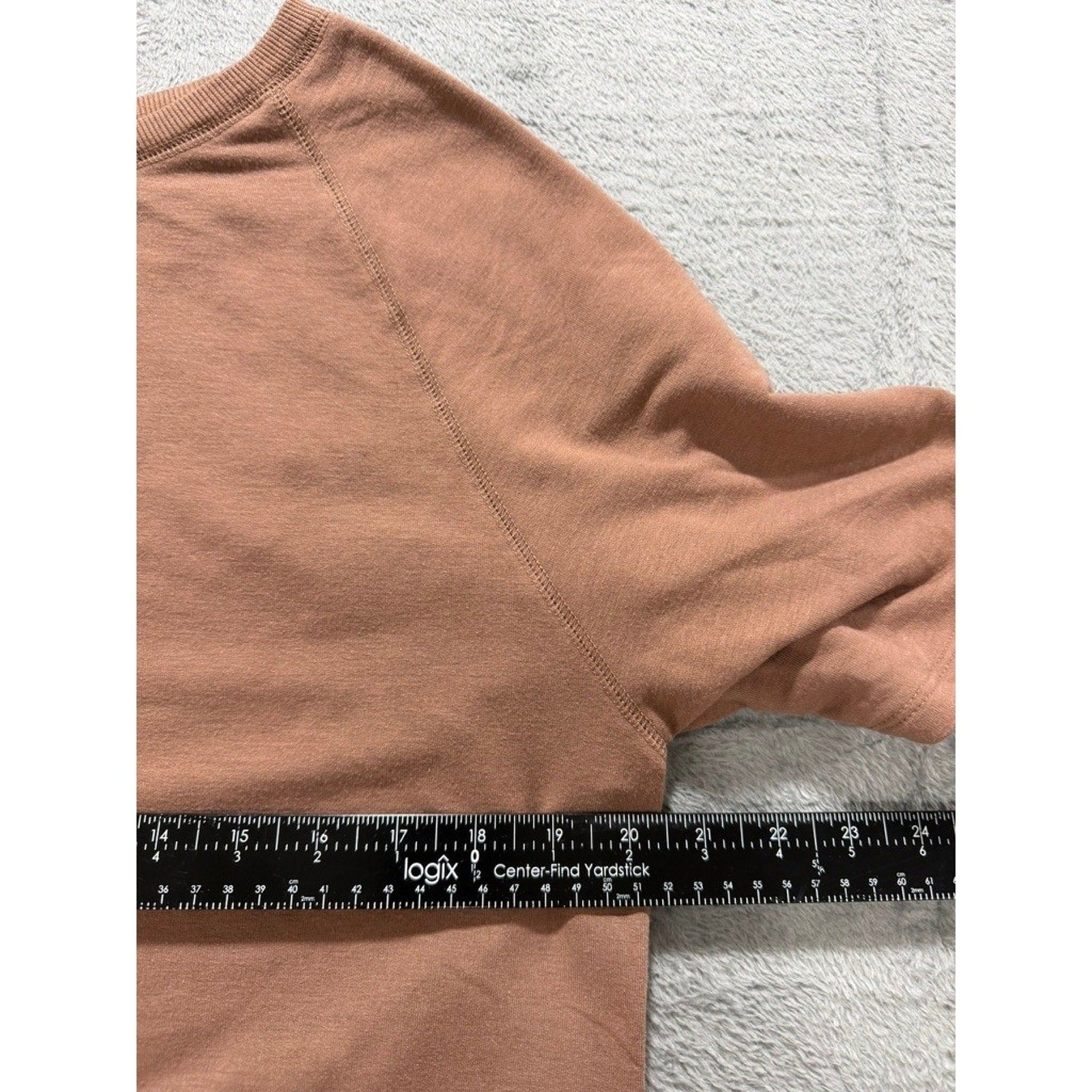 JoySpun Womens Brown Raglan Short Sleeve Crewneck Activewear Top M 8-10 Comfort