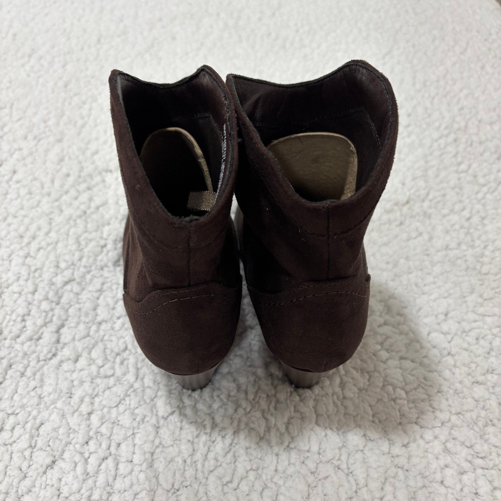 Time and Tru Womens 7 Brown Western Ankle Booties Block Heel Boho Cowgirl Boots