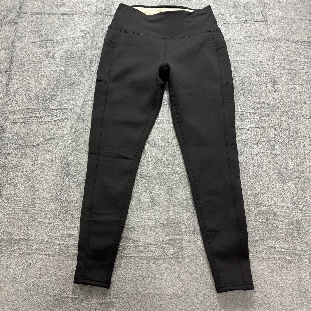 Womens S Black Fleece Lined High Waist Leggings Athleisure Cozy