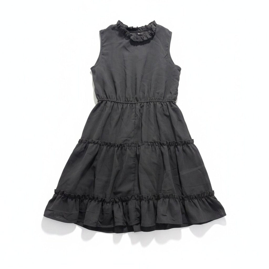 SHEIN M Black Tiered Mini Dress Womens Boho Casual Sleeveless Ruffle Neck