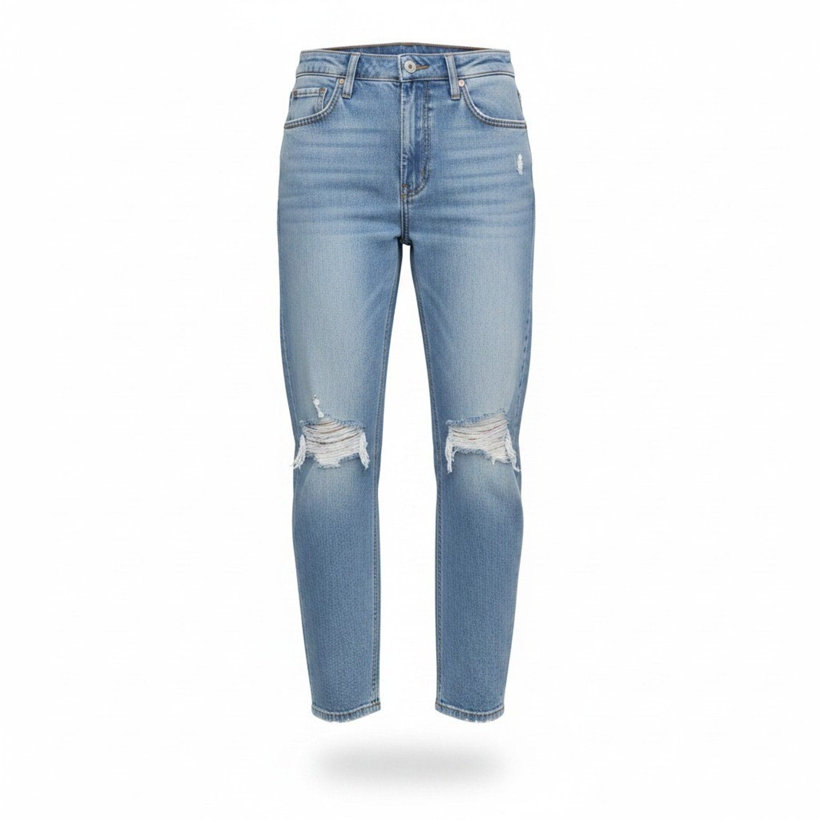 Wild Fable Super High Rise Mom Jeans Womens 8 Light Wash Distressed Raw Hem