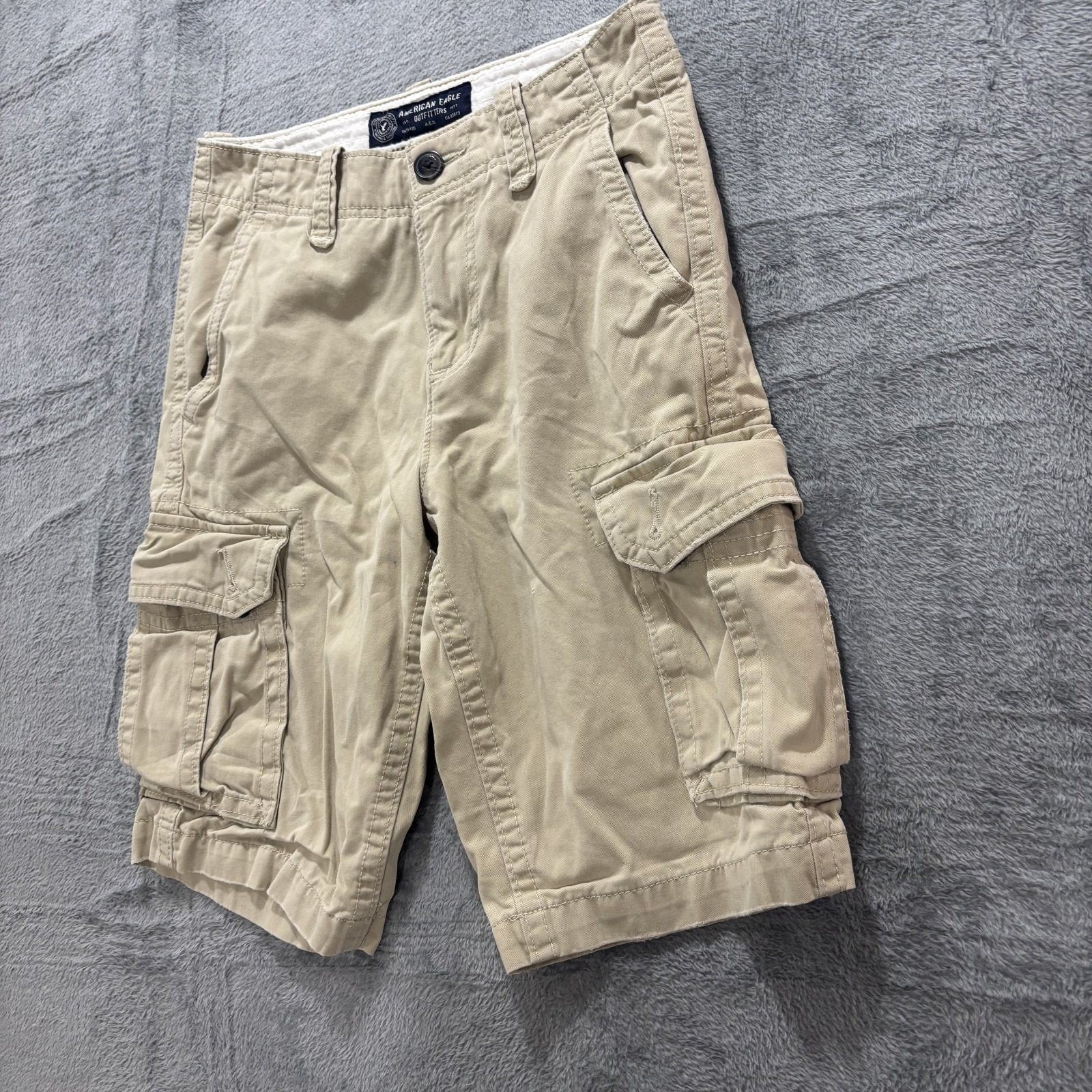 American Eagle 26 Khaki Tan Cargo Shorts Mens Casual Summer Utility Streetwear
