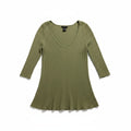 BCBGMAXAZRIA L Green Ribbed Knit V-Neck Peplum Top Womens Boho Casual