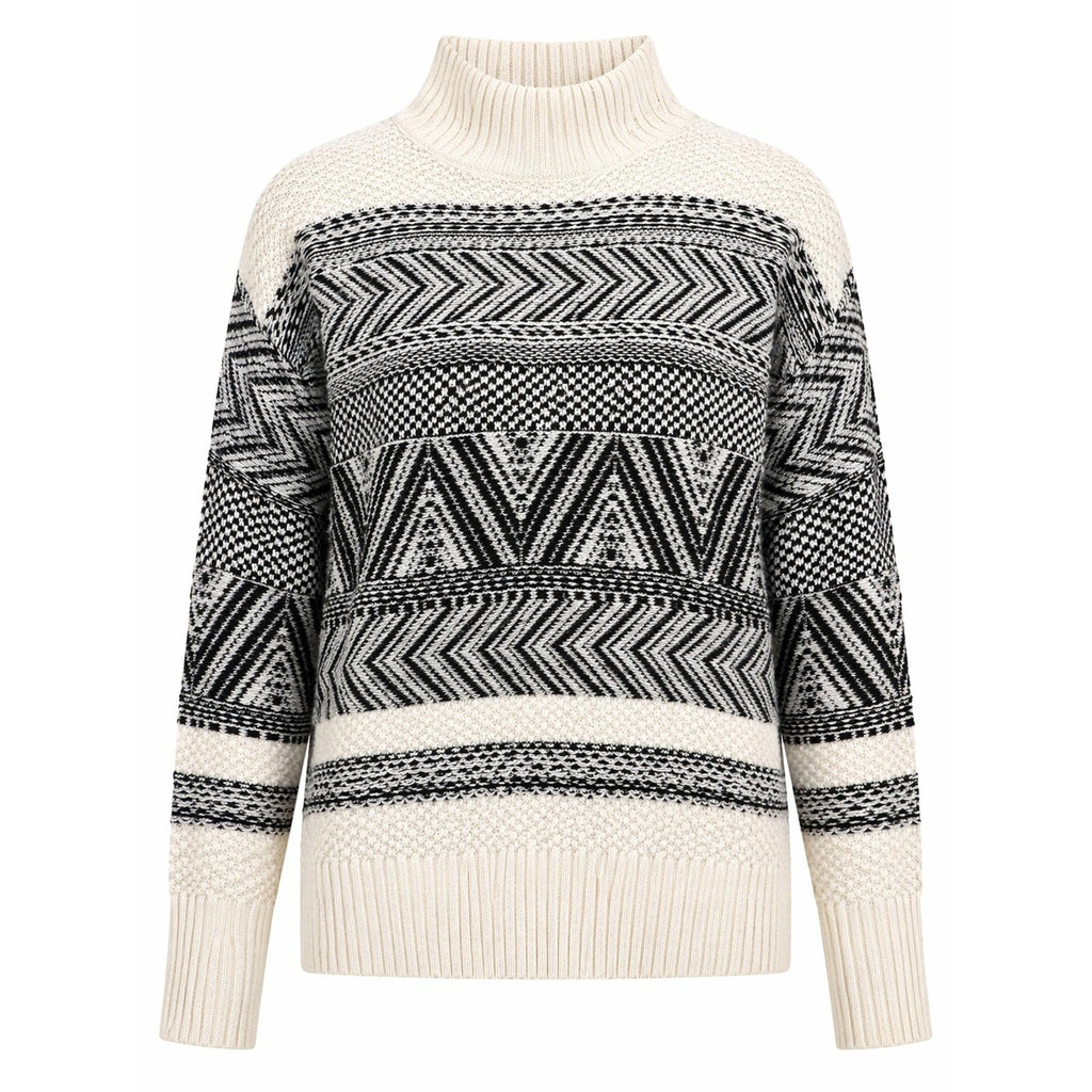Charter Club Sweater Womens XL Black White Geometric Mock Neck Cozy Knit