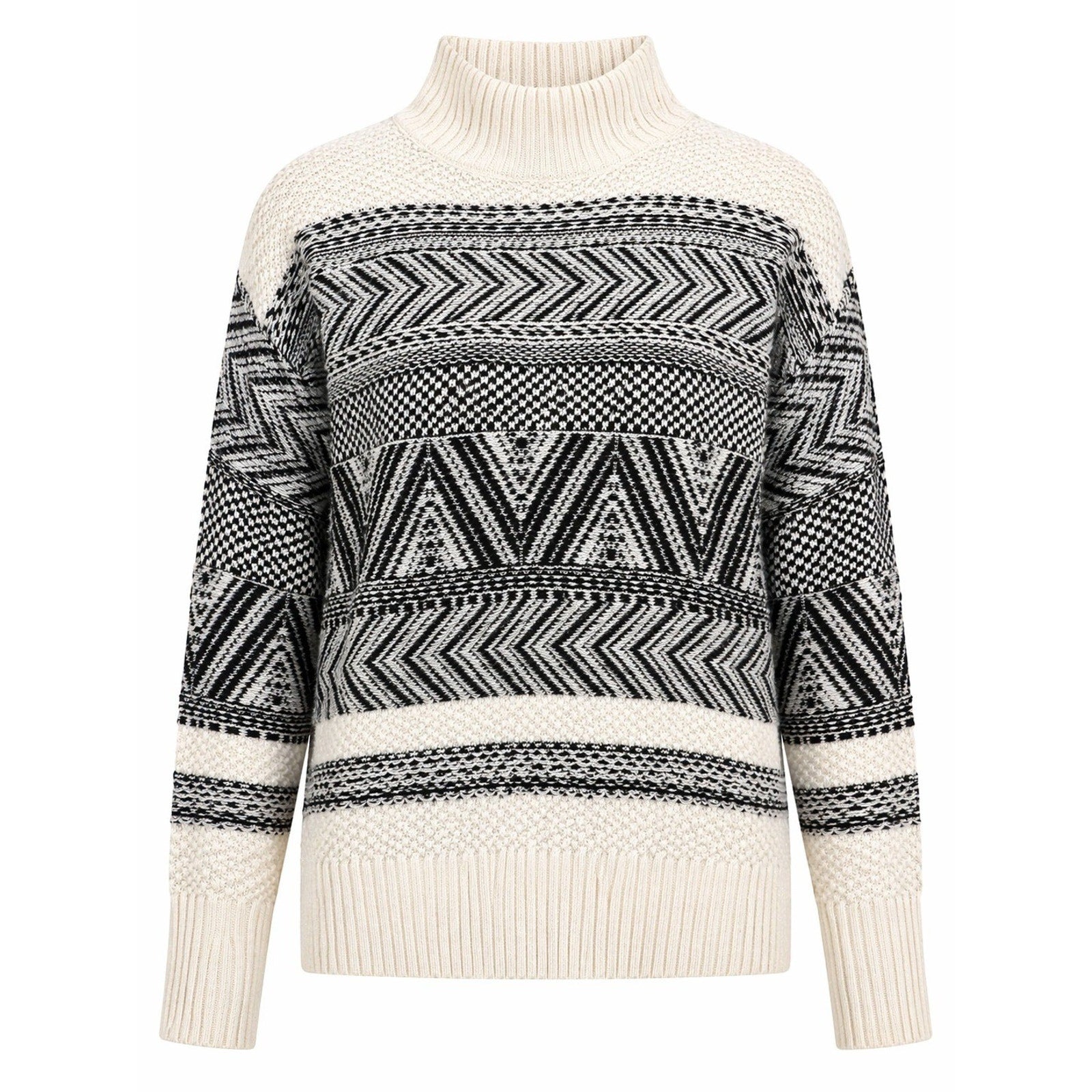 Charter Club Sweater Womens XL Black White Geometric Mock Neck Cozy Knit