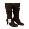 Time and Tru Womens 7 W Chocolate Brown Mid Slouch Boots Faux Suede Boho Western