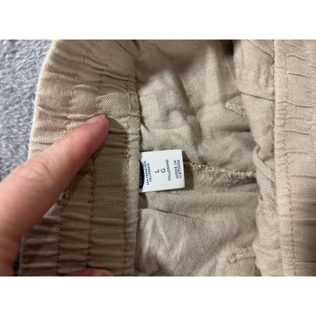 Old Navy L Tall Beige Womens Linen Blend Pants Boho Casual Cozy