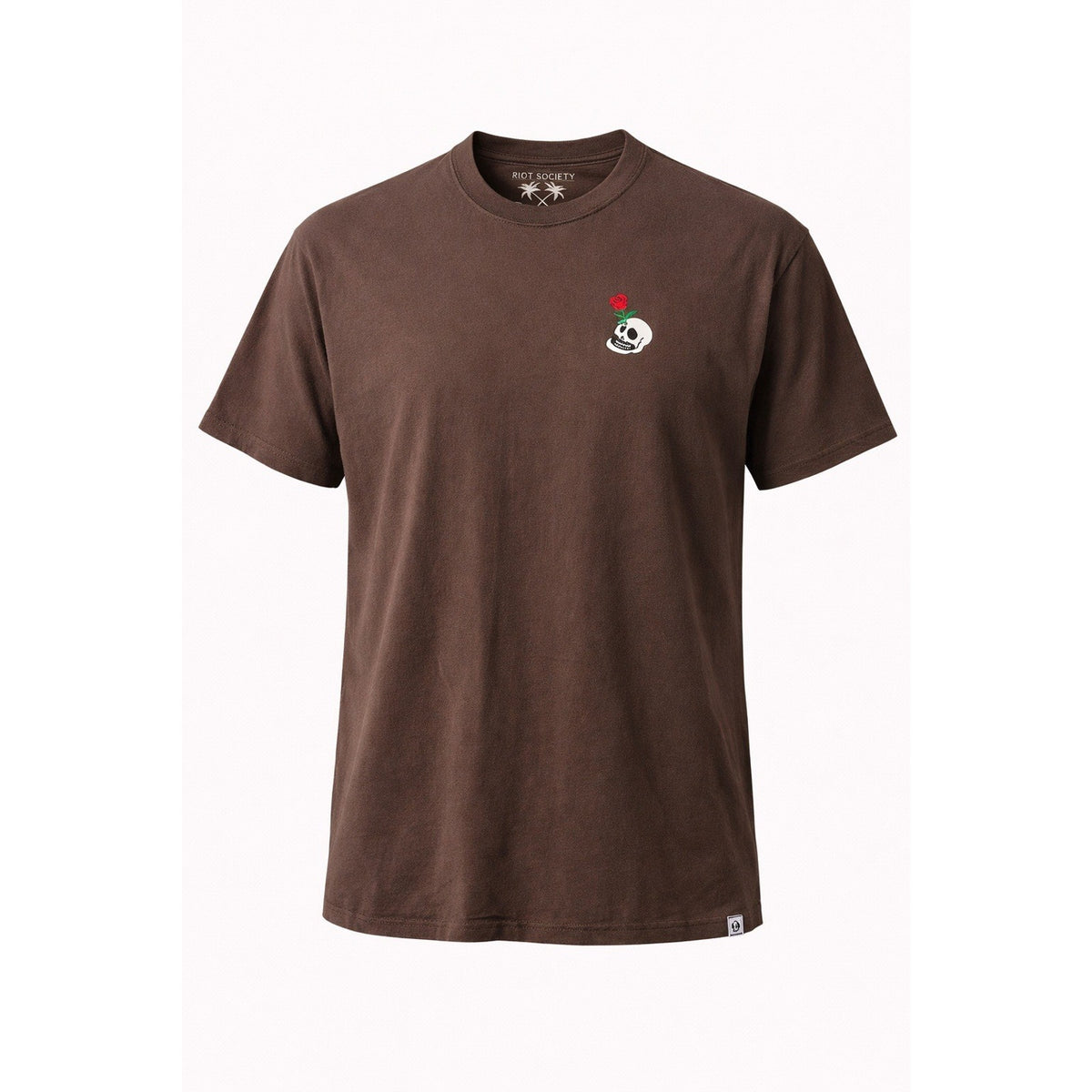 Riot Society T Shirt Men XXL Brown Skull Rose Graphic Cotton Short Sleeve