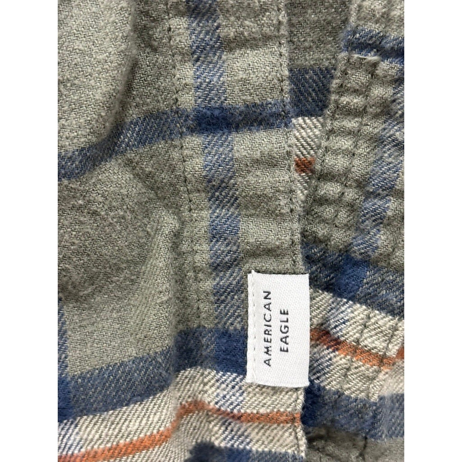 American Eagle M Green Plaid Hooded Flannel Shirt Womens Vintage Casual Cozy