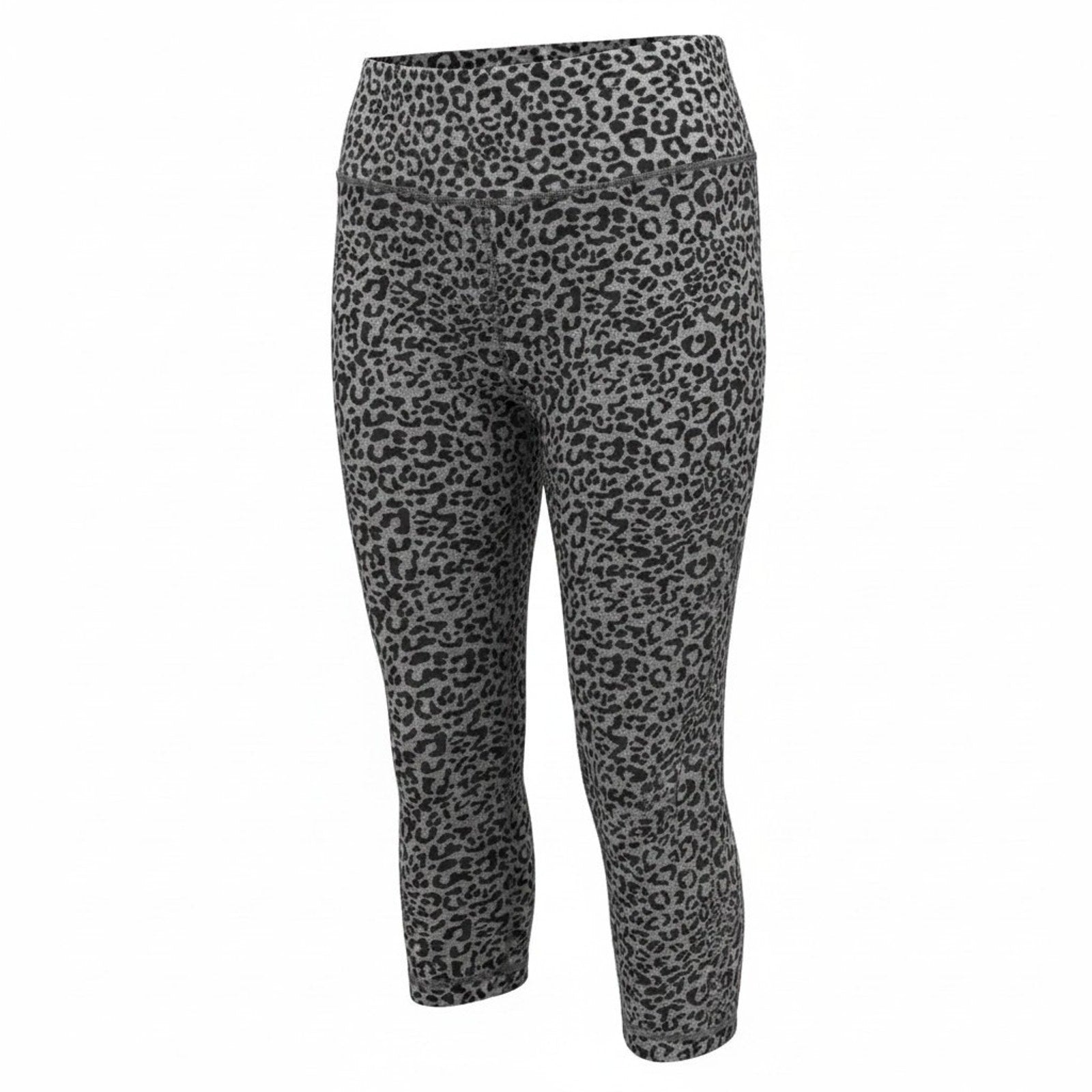 Vogo Athletica Womens XL Grey Leopard Print High Rise Capri Leggings Stretch