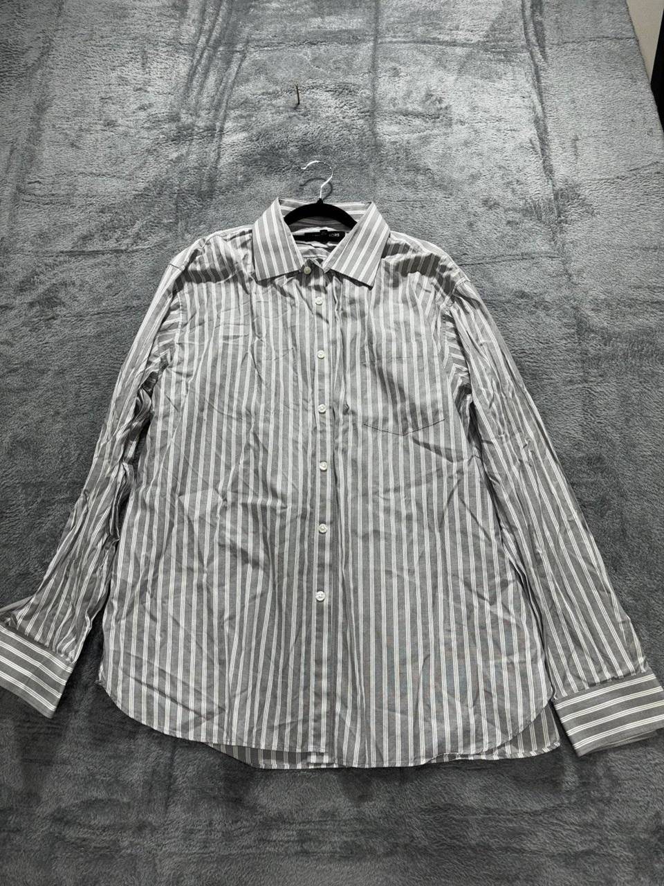 Michael Kors Men's Gray Stripe Shirt 17 1/2 34/35
