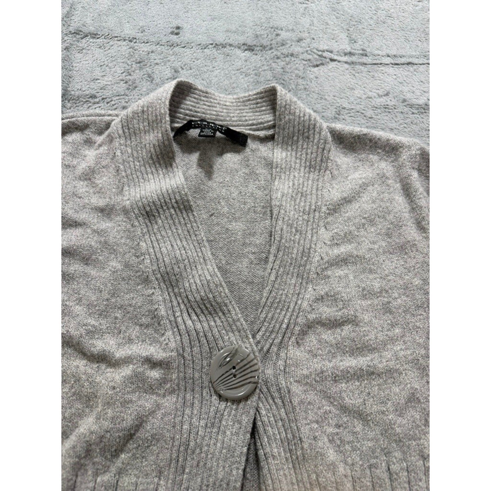 Coupé Collection Cardigan Sweater Womens M Gray Ribbed Longline Button Front