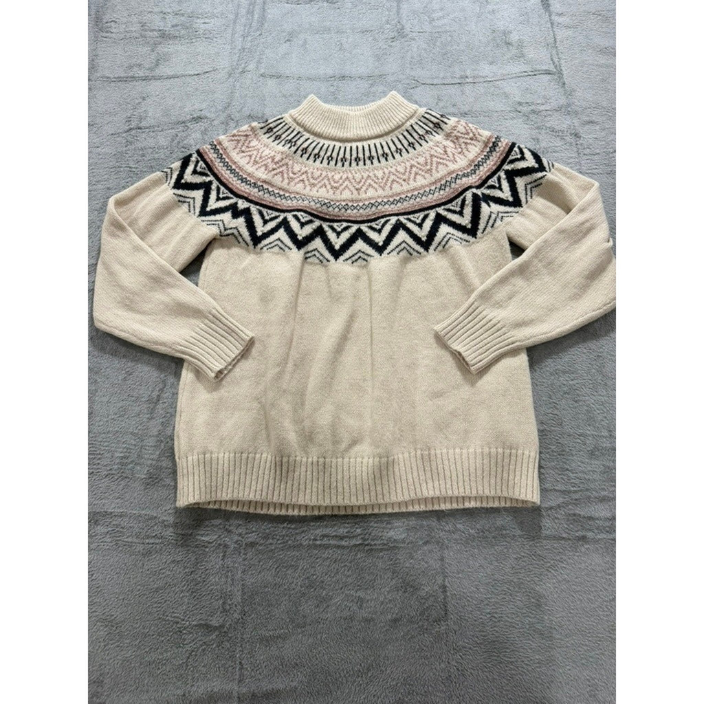 Maurices Fair Isle Mock Neck Sweater Womens XXL Cream Nordic Cozy Pullover