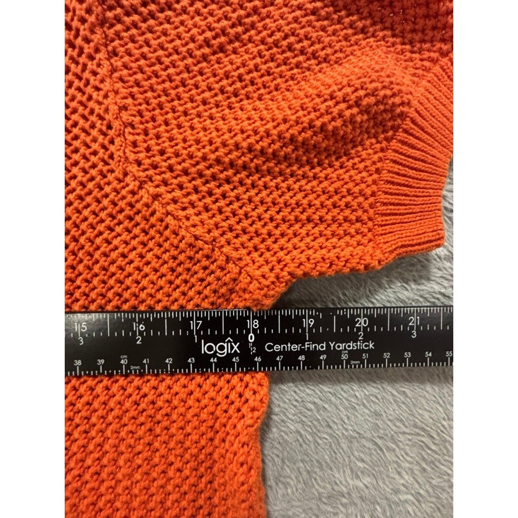 THML XS Orange Womens Open Knit Short Sleeve Sweater Boho Casual Festival Spring