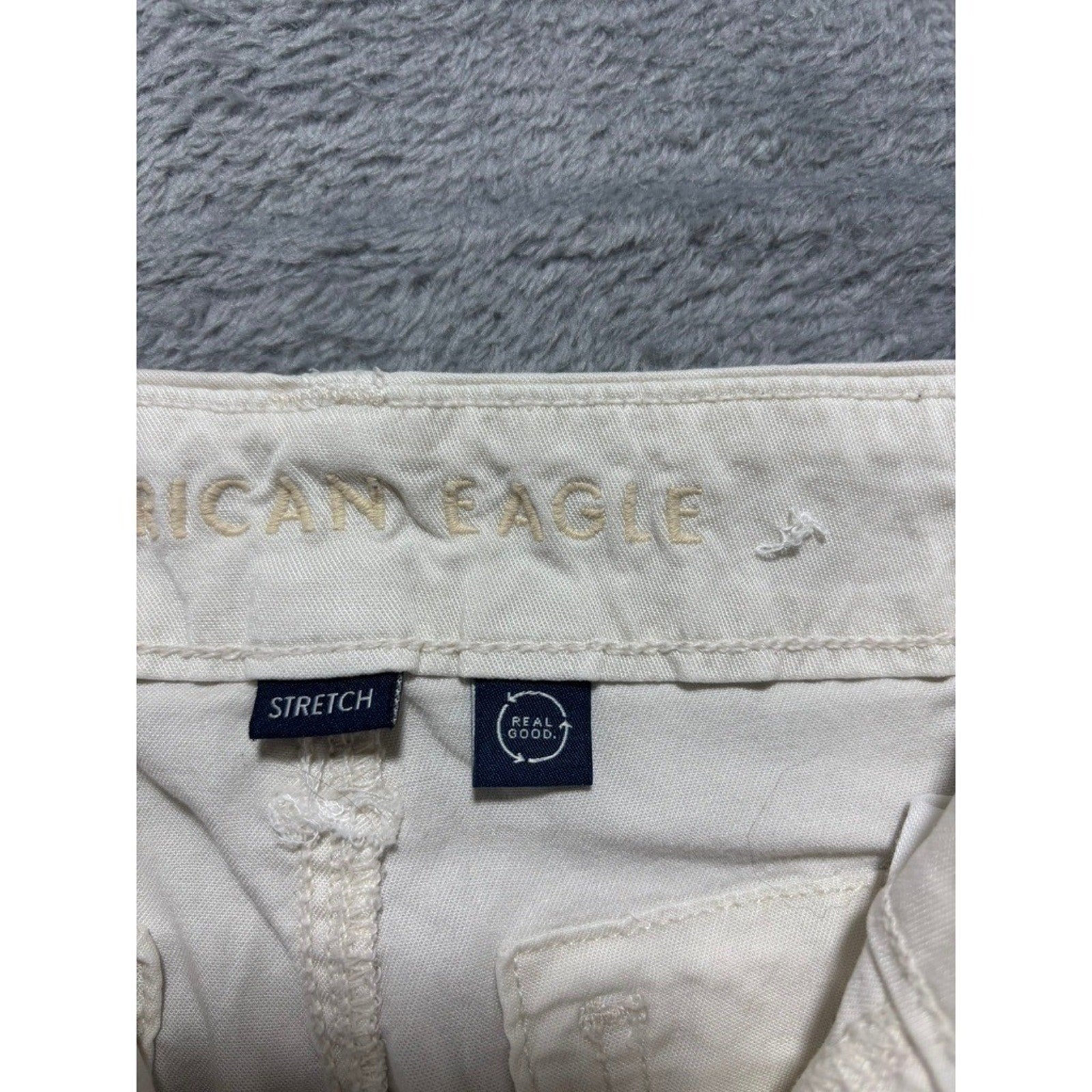 American Eagle 00 Womens Cream Cargo Pants Casual Utility Vintage Stretch Y2K