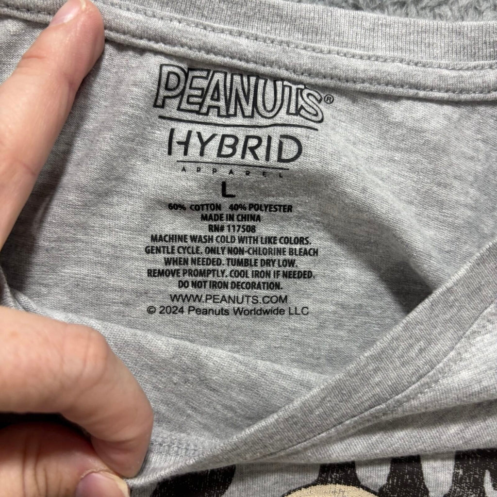 Peanuts Hybrid L Gray Womens Good Times Together Graphic T-Shirt Casual Vintage