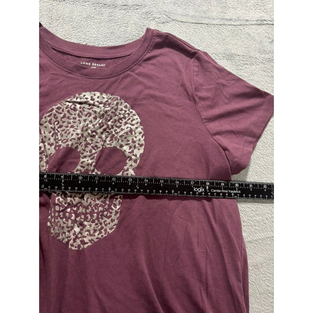 Lane Bryant Purple Skull Leopard Print Graphic Tee Womens 14/16 Plus Rocker