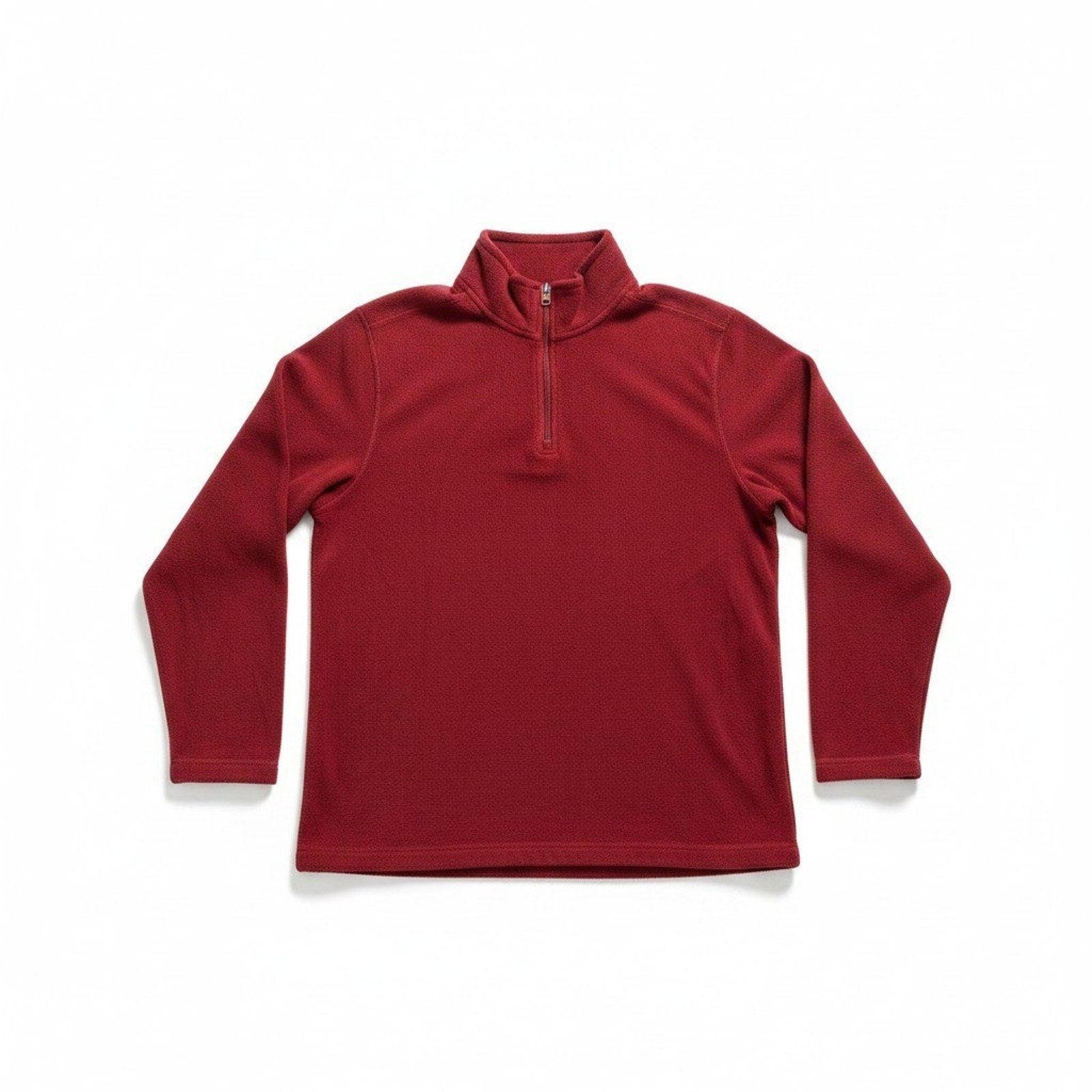 G.H. Bass & Co Womens L Red 1/4 Zip Fleece Pullover Sweater Cozy Casual