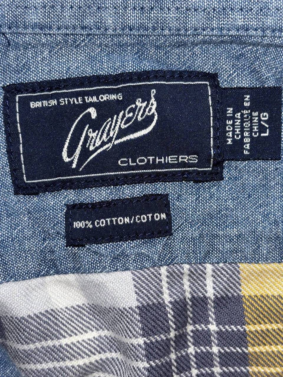 Grayers Men's Yellow Navy Plaid Dress Shirt Size L, photo 8 of 8