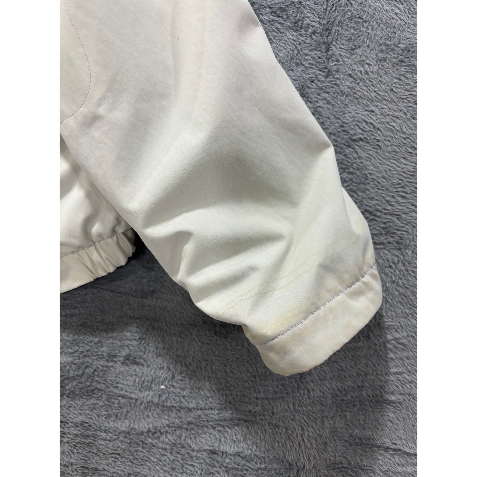 Nautica S Cream Navy Blue Full Zip Windbreaker Jacket Womens Casual Vintage