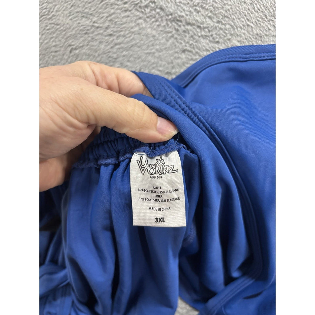 UVSkinz Womens 3XL Blue Ruched Tankini Swim Top Casual Athleisure UPF 50+