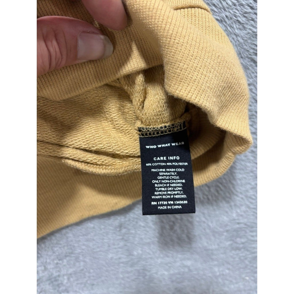 Who What Wear Womens L Tan Button Detail Sweatshirt Long Sleeve Casual Cozy Boho