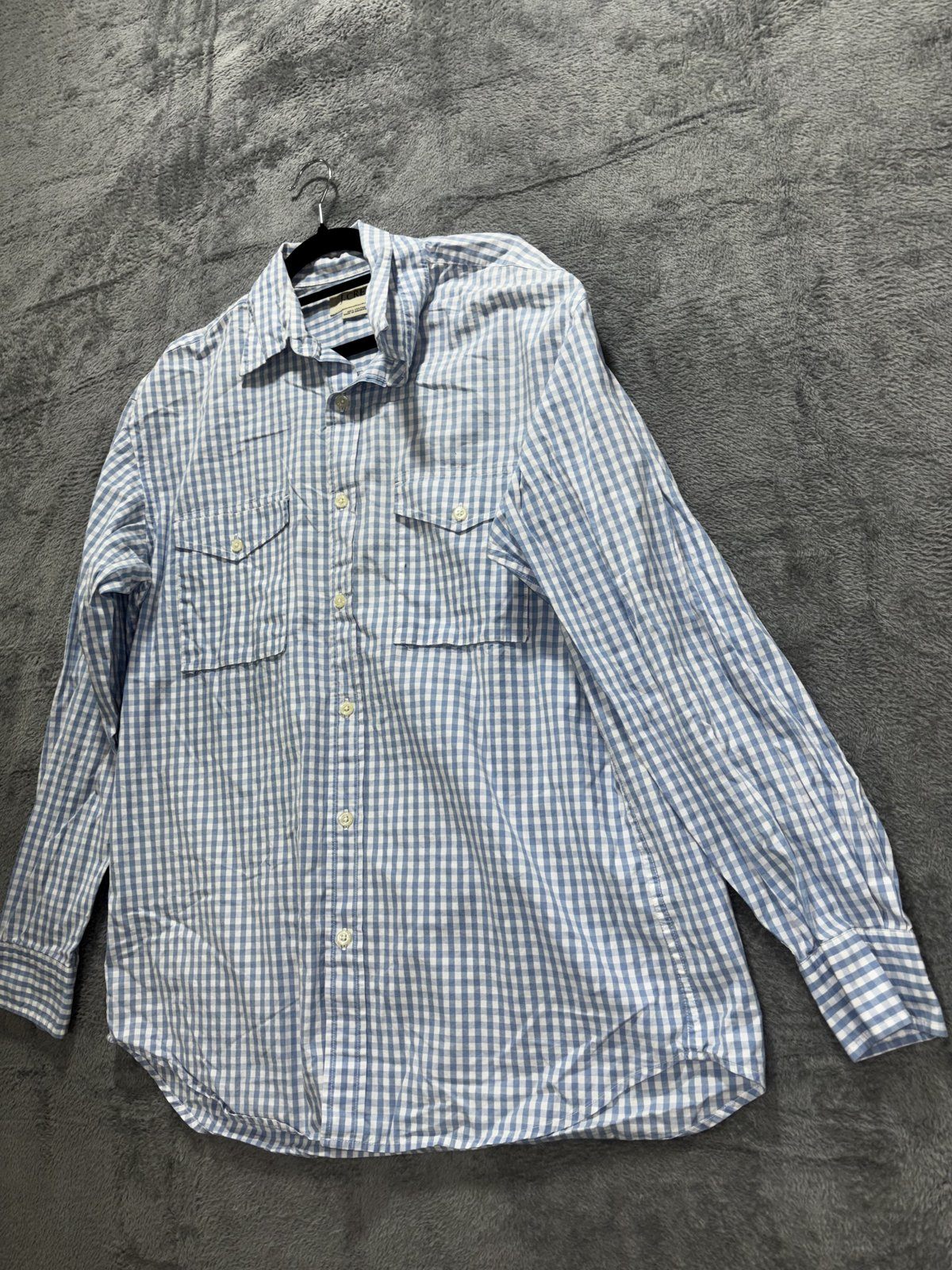 J.Crew Men's Blue White Gingham Check Shirt Size M, photo 2 of 8