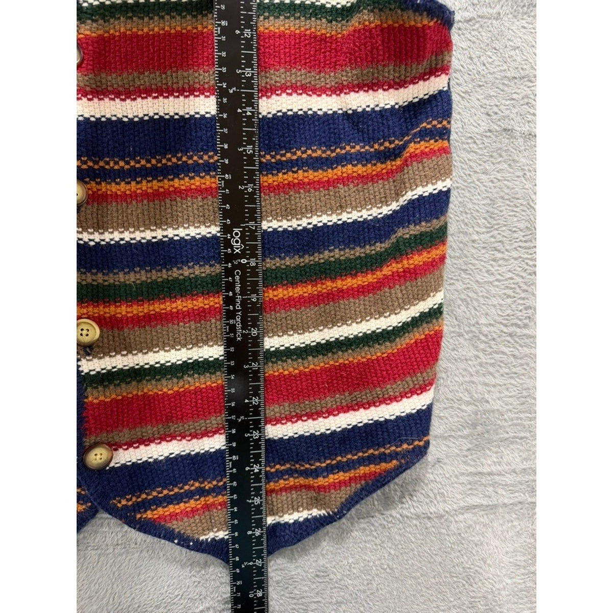 Structure Sweater Vest Mens XL Multicolor Striped Knit Button V Neck Retro