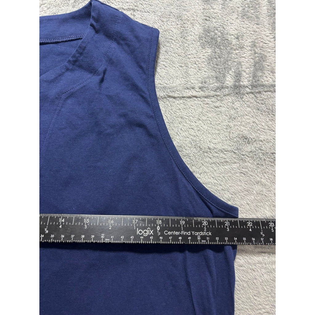 Lands\' End Womens XL Navy Blue Sleeveless V-Neck Shift Dress Casual Coastal