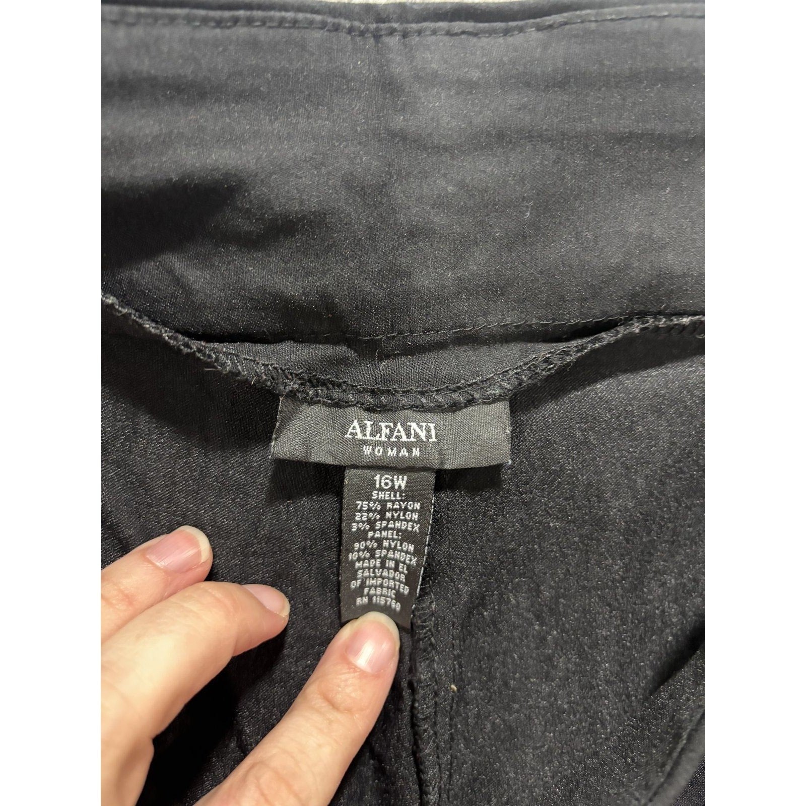 Alfani 16W Black Womens Tummy Control Pull On Crop Pants Stretch Career Casual