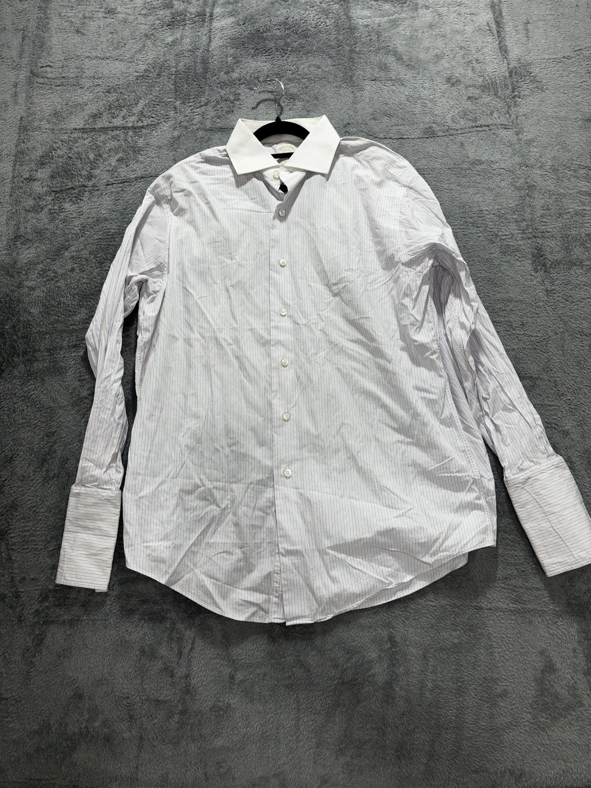 Brooks Brothers Mens 16-33 White Striped Long Sleeve Button Up Dress Shirt