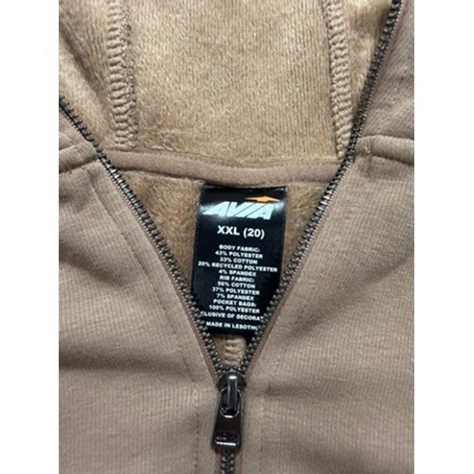Avia Women XXL Camel Brown Quarter Zip Sherpa Lined High Low Hoodie Sweatshirt