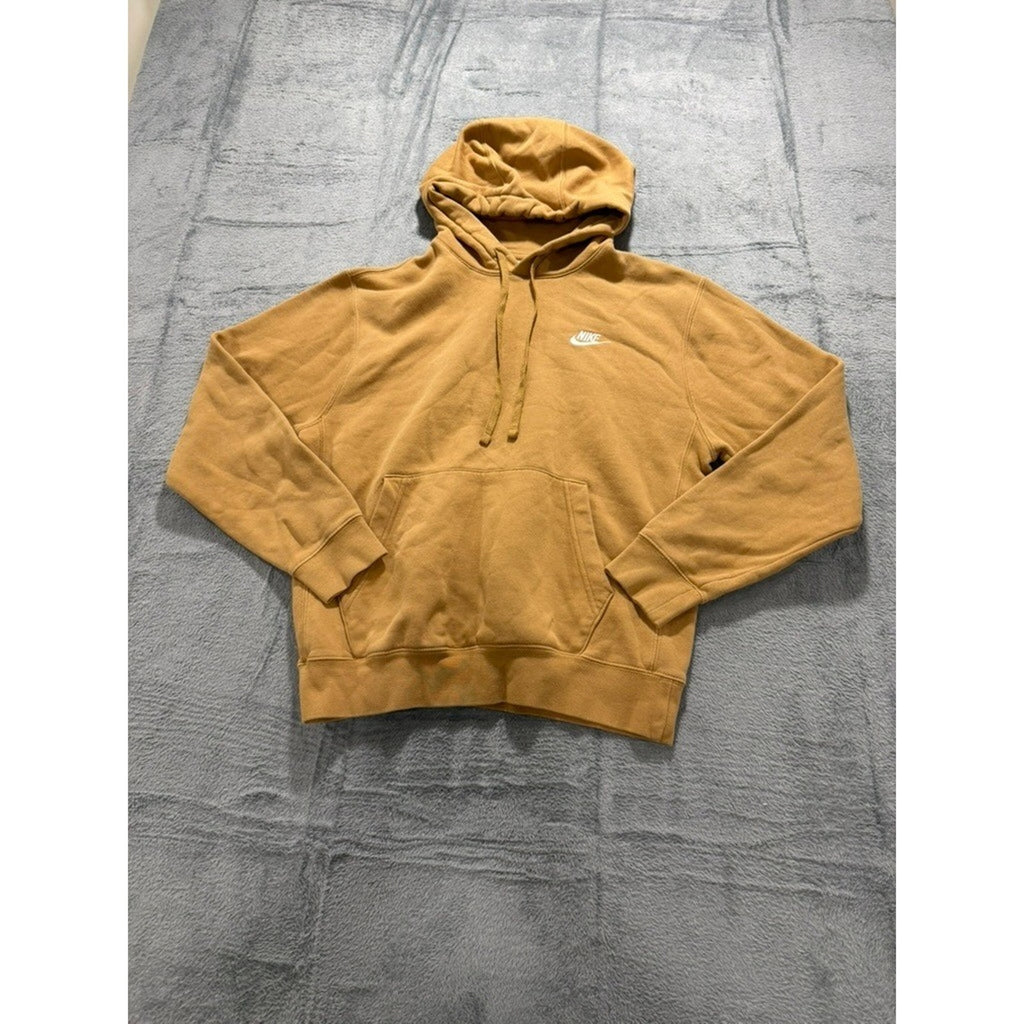 Nike Sportswear Club Fleece Hoodie Mens Small Mustard Yellow Streetwear Casual
