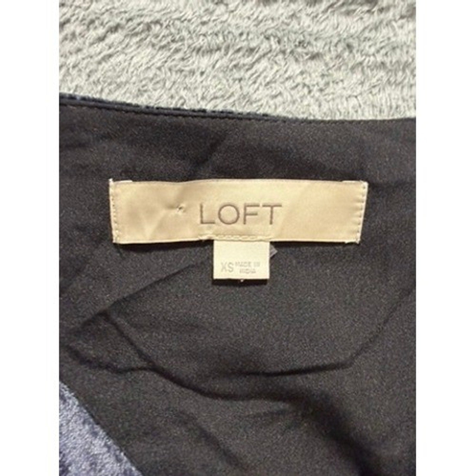 LOFT Womens Velvet Lace Striped Camisole Top Navy Black Silver XS V-Neck Strap