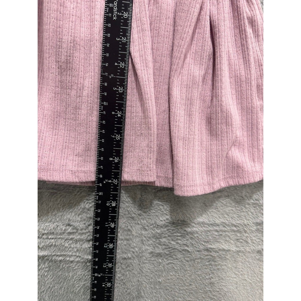 Emory Park Womens Mauve Pink Ribbed Tiered Babydoll Flutter Sleeve Top Size M
