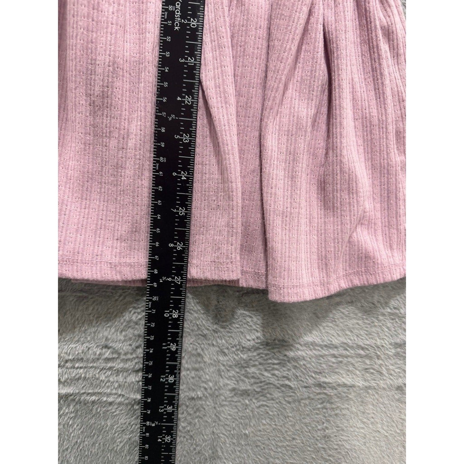 Emory Park Womens Mauve Pink Ribbed Tiered Babydoll Flutter Sleeve Top Size M