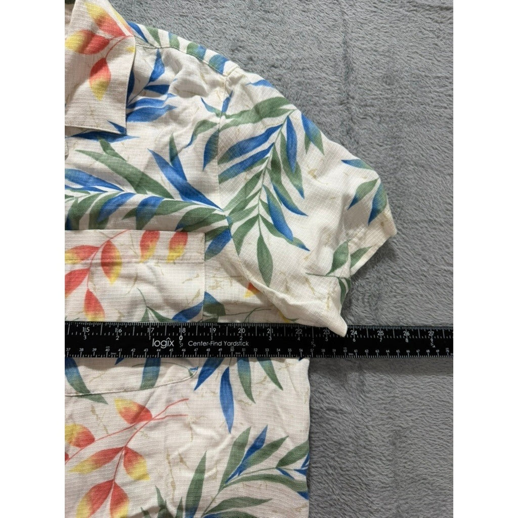 Alfred Dunner Button Up Shirt Womens 16 Tropical Floral Rayon Camp Casual