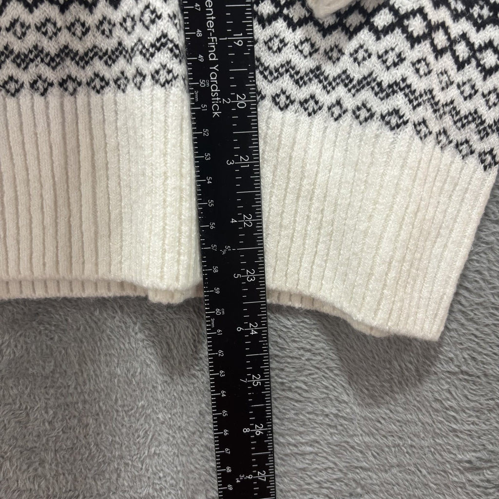 Time and Tru Womens XXL White Black Fair Isle Sweater Cozy Winter Nordic Plus