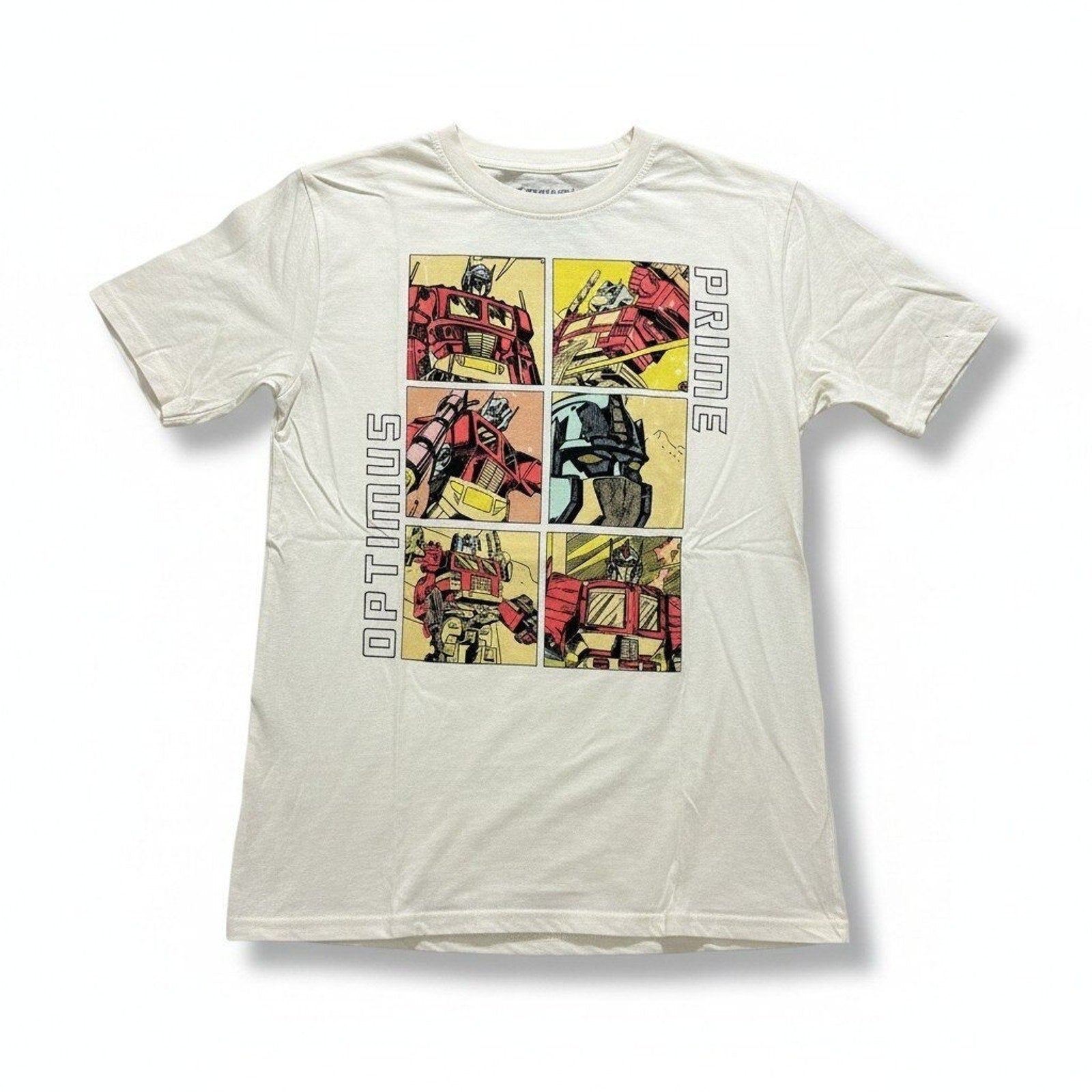 Transformers Womens M Cream Optimus Prime Graphic T-Shirt Vintage Casual
