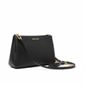 Michael Kors Small Black Pebbled Leather Crossbody Bag Purse Gold Logo Classic