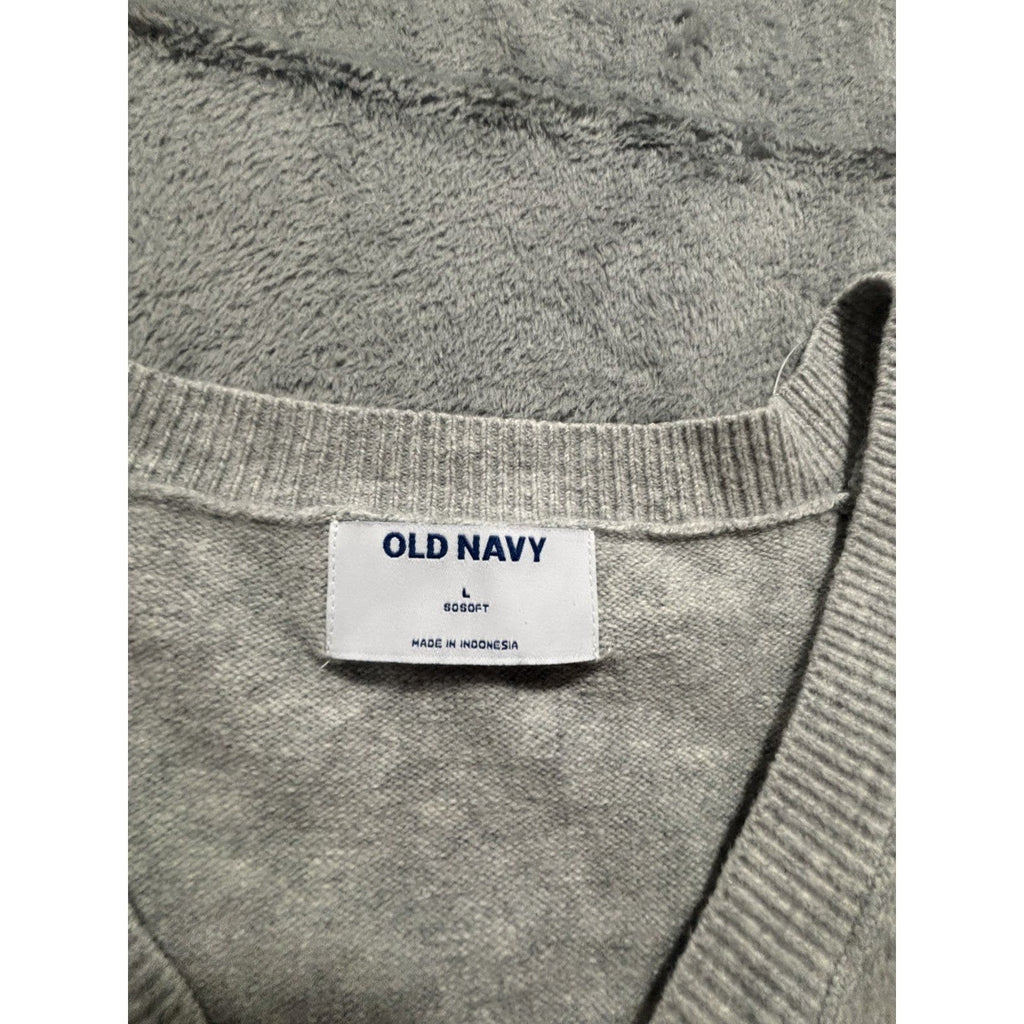 Old Navy L Womens Gray V-Neck SoSoft Sweater NWT Cozy Casual Soft Knit Pullover