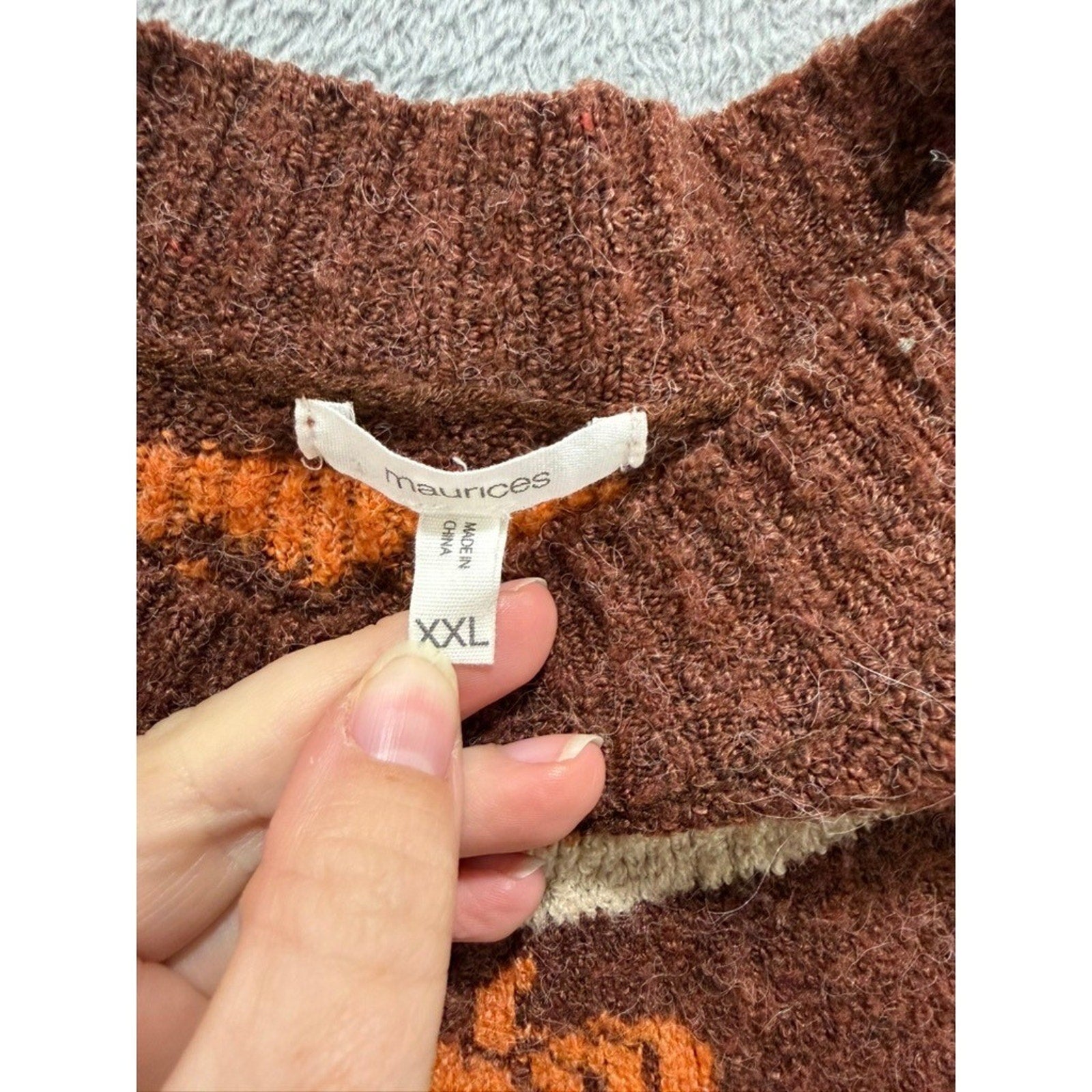 Maurices Womens XXL Plus Pumpkin Fair Isle Knit Sweater Brown Fall Halloween