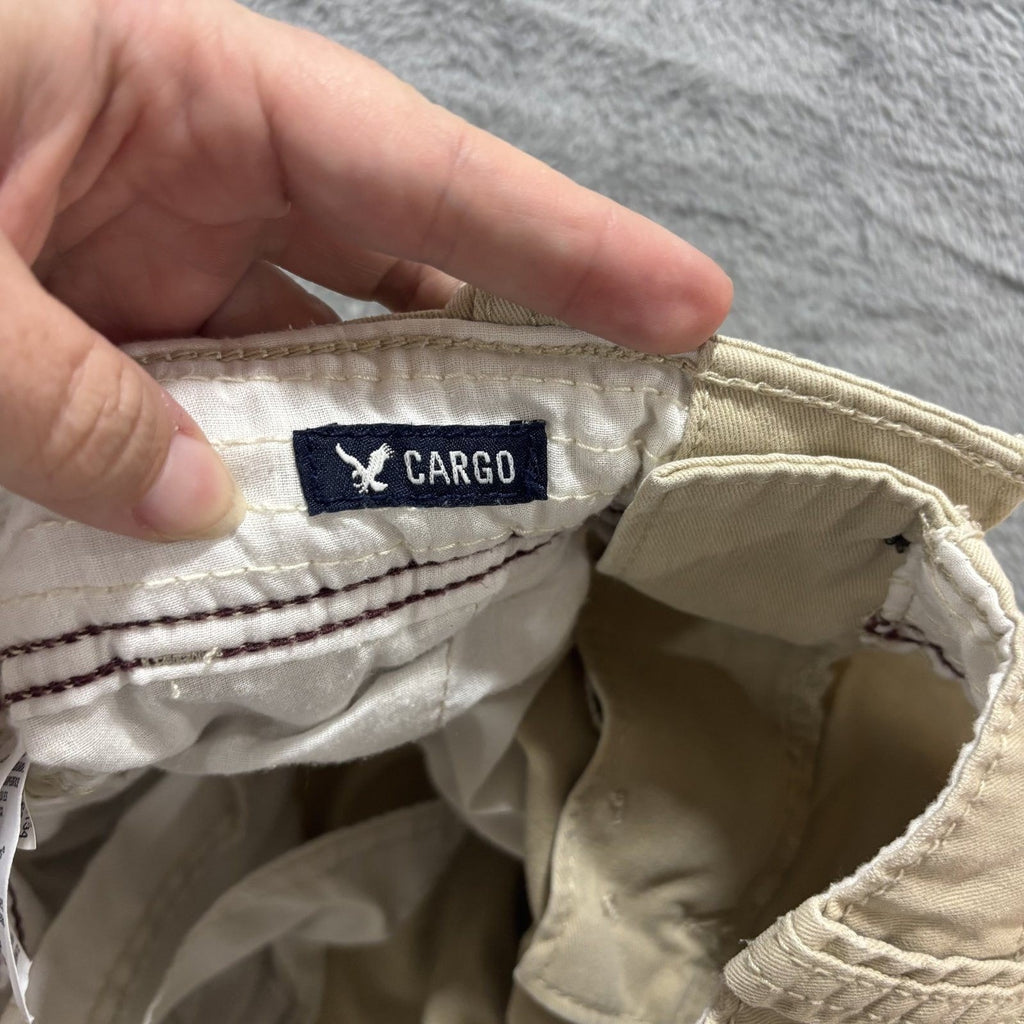 American Eagle 26 Khaki Tan Cargo Shorts Mens Casual Summer Utility Streetwear