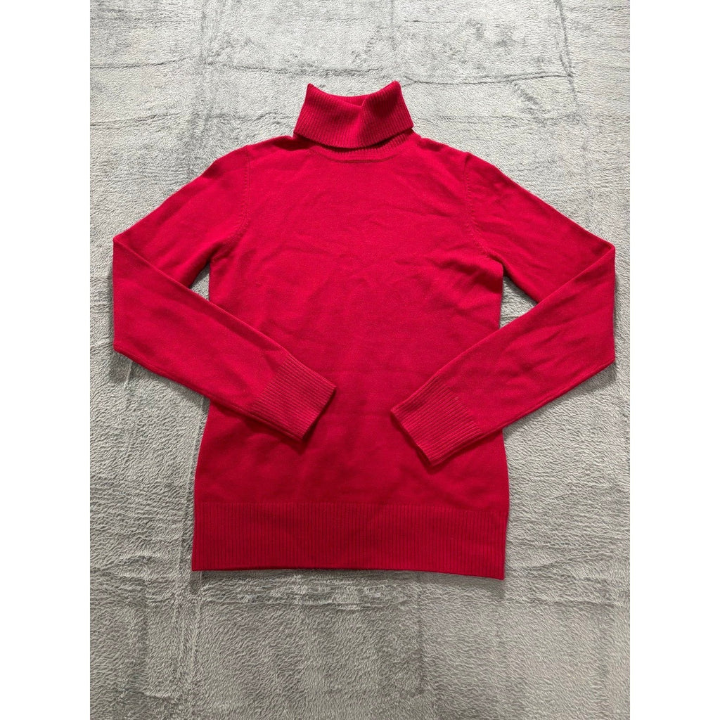 French Connection M Red Womens Turtleneck Sweater Casual Preppy Classic Knit
