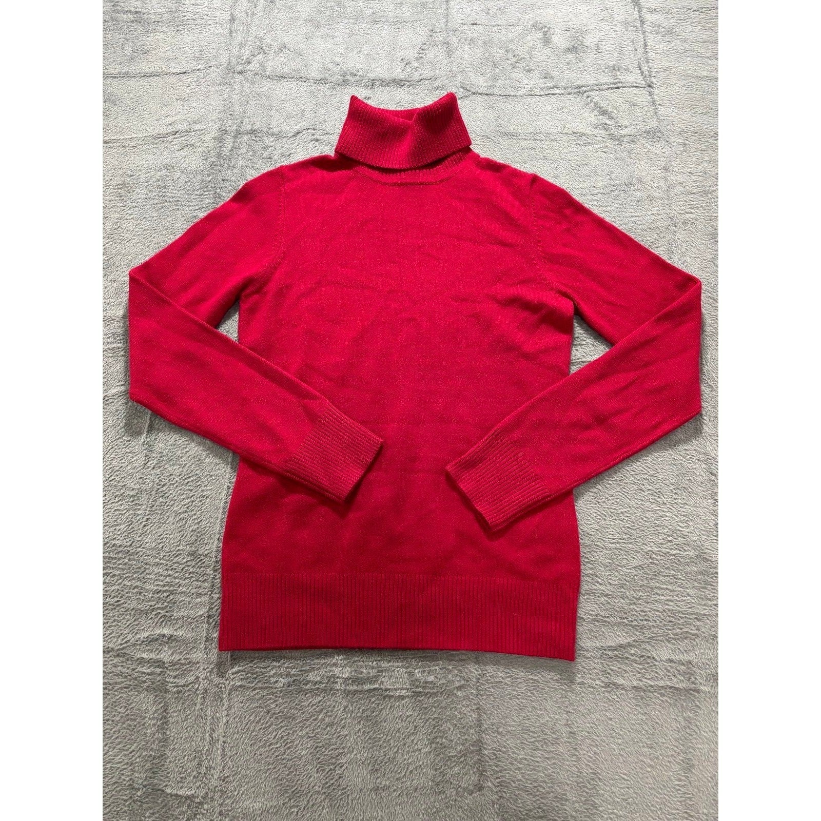 French Connection M Red Womens Turtleneck Sweater Casual Preppy Classic Knit
