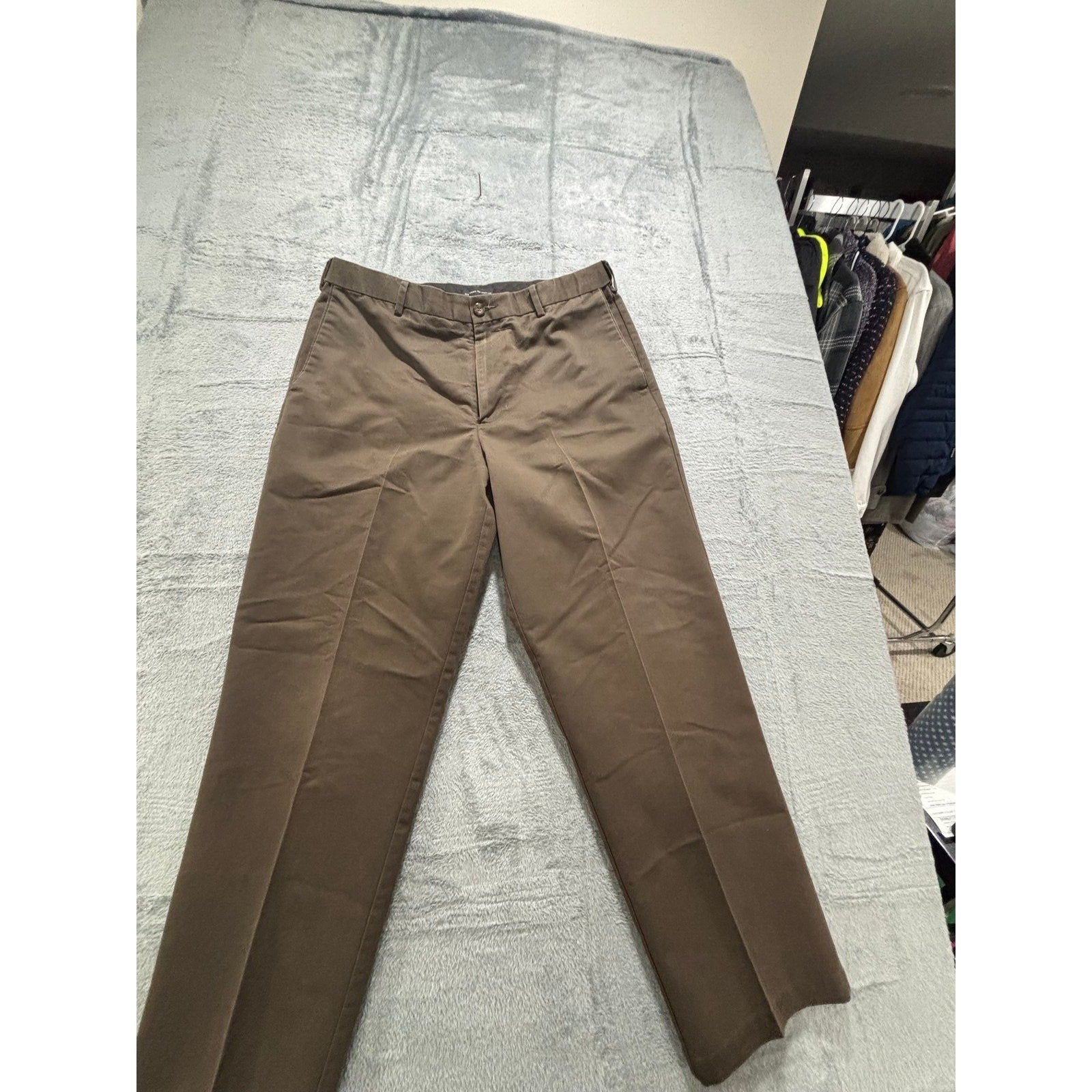 Dockers Premium 36x31 Brown Chino Pant Relaxed Fit Mens Casual Preppy Flat Front