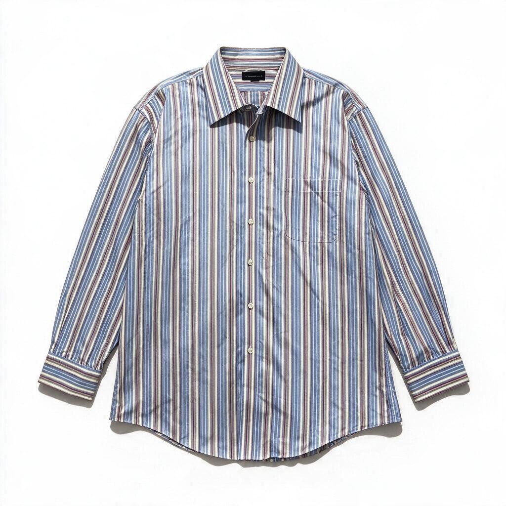 Lands' End Men's Blue Striped Shirt 17 1/2 32-33